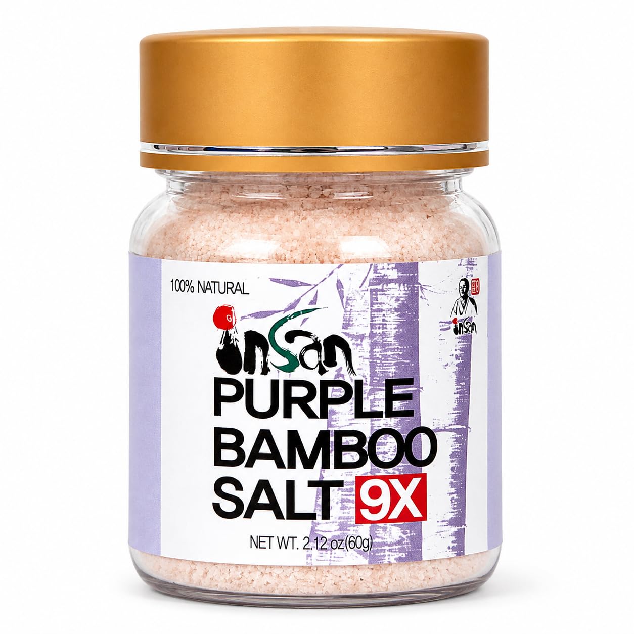 INSAN BAMBOO SALT front packaging showing 60g jar and branding benefit: clear product identity