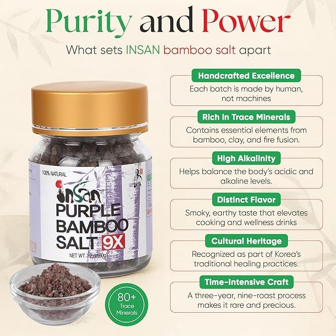 INSAN BAMBOO SALT product label and origin badge showing Korean craft and provenance