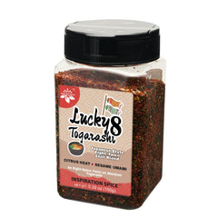 Open jar top view of Inspiration Spice blend showing texture and color