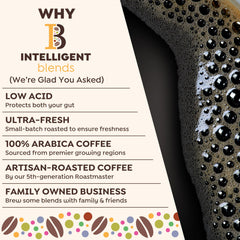 Brewed cup of Intelligent Blends caramel macchiato in kitchen setting for enjoyable flavor