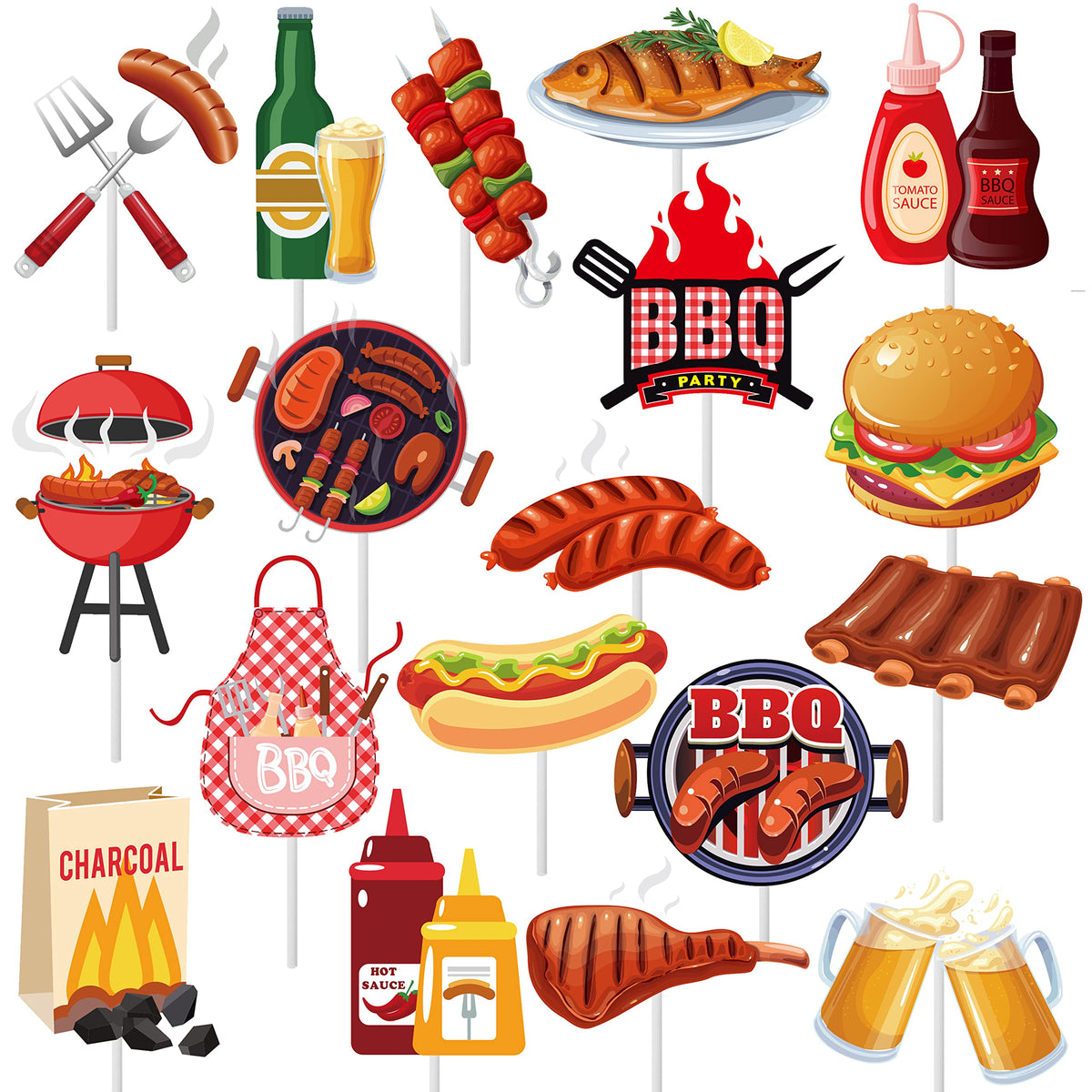 iPartyFun front packaging showing 36 BBQ cupcake toppers, adds instant party style