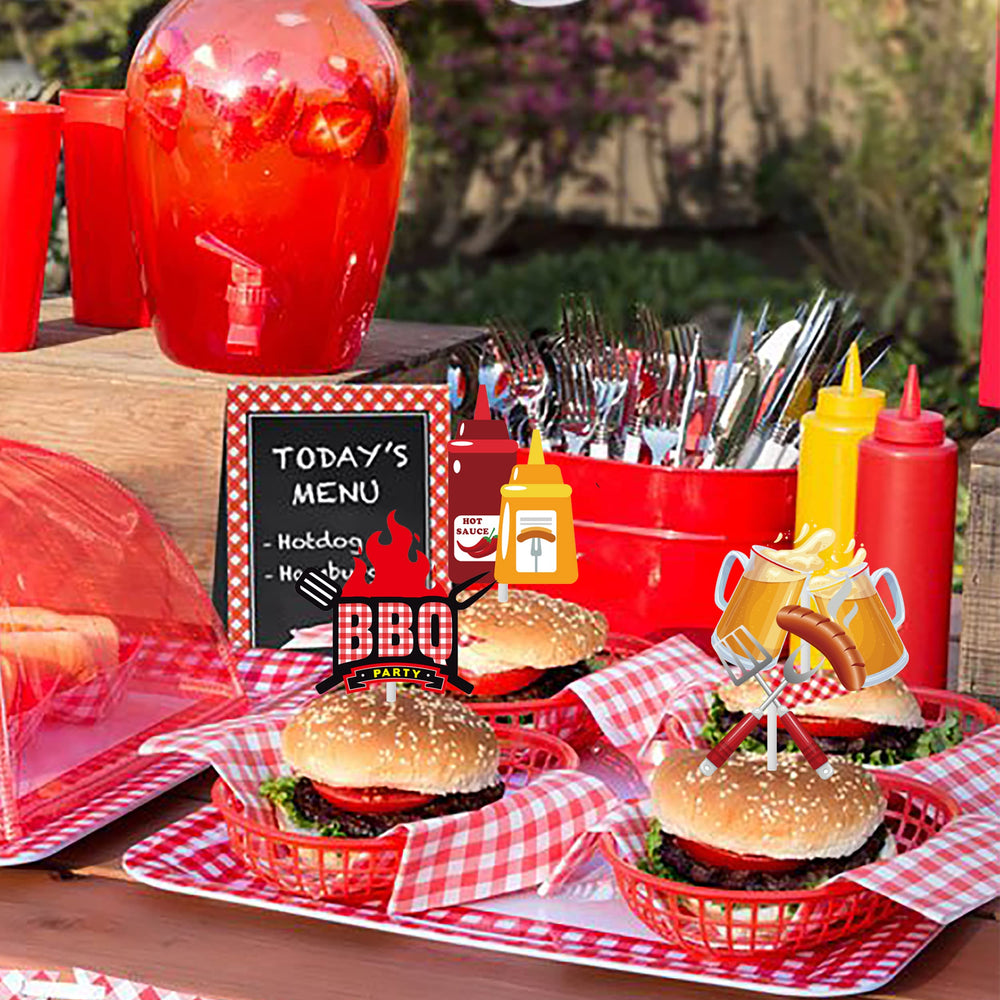 iPartyFun lifestyle backyard picnic display, enhances BBQ-themed party atmosphere
