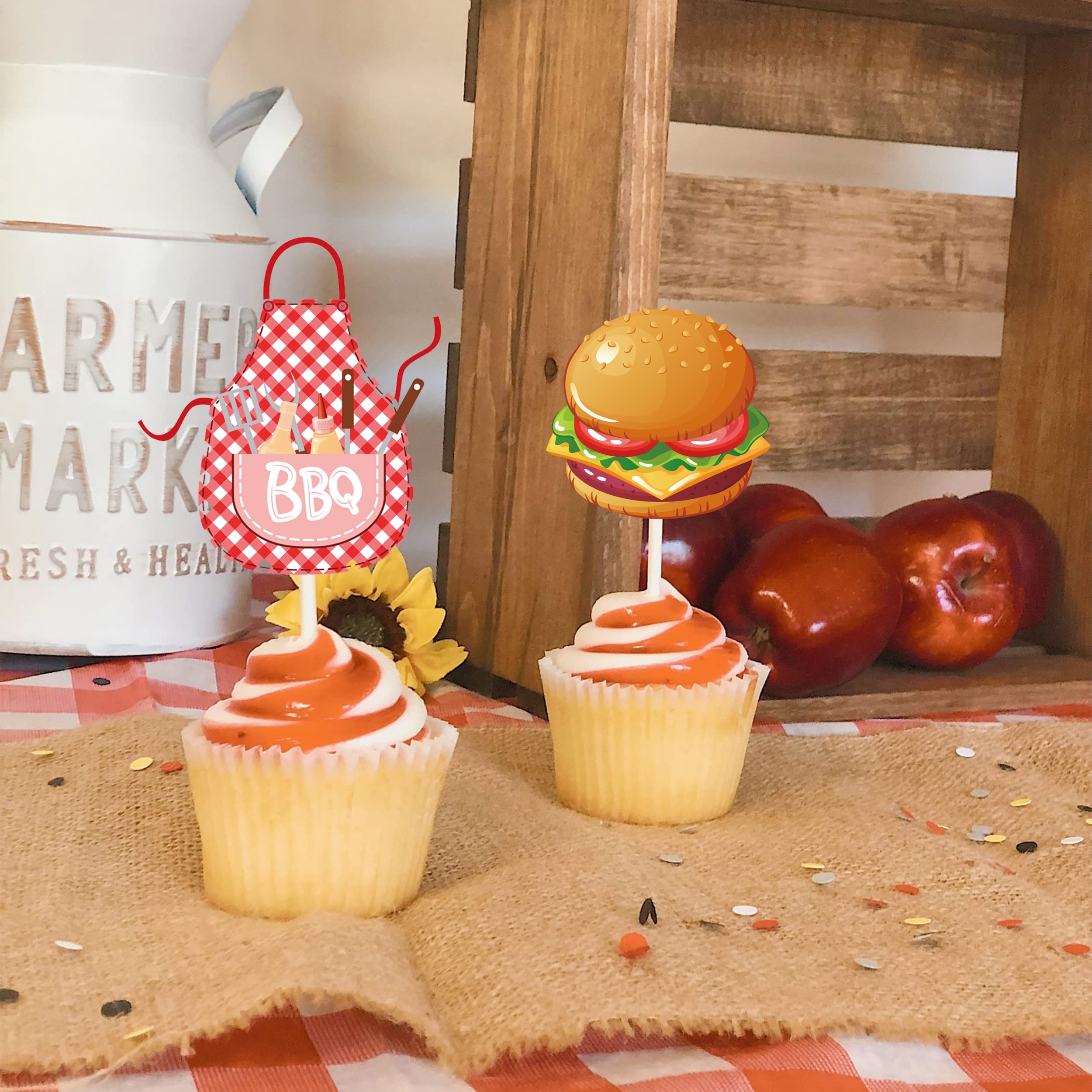 iPartyFun toppers next to ruler for scale, clear size for cupcakes and cakes
