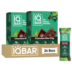 IQBAR Chocolate Mint Chip front packaging shows clean-label benefits