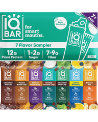 IQBAR front packaging sampler showing variety and clean-label benefits