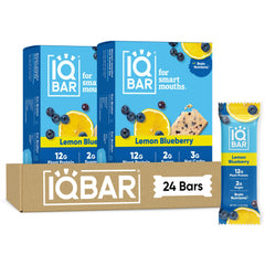 IQBAR front packaging showing clean-label lemon blueberry benefits