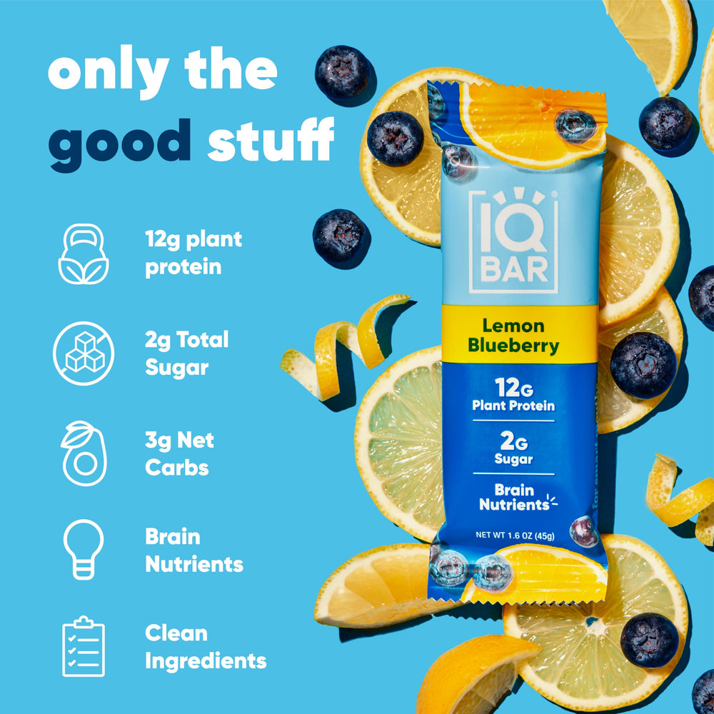 IQBAR close-up of ingredients showing plant protein and fruit pieces