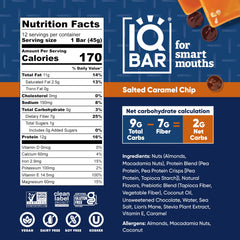 IQBAR salted caramel close-up of chip pieces highlighting texture and flavor