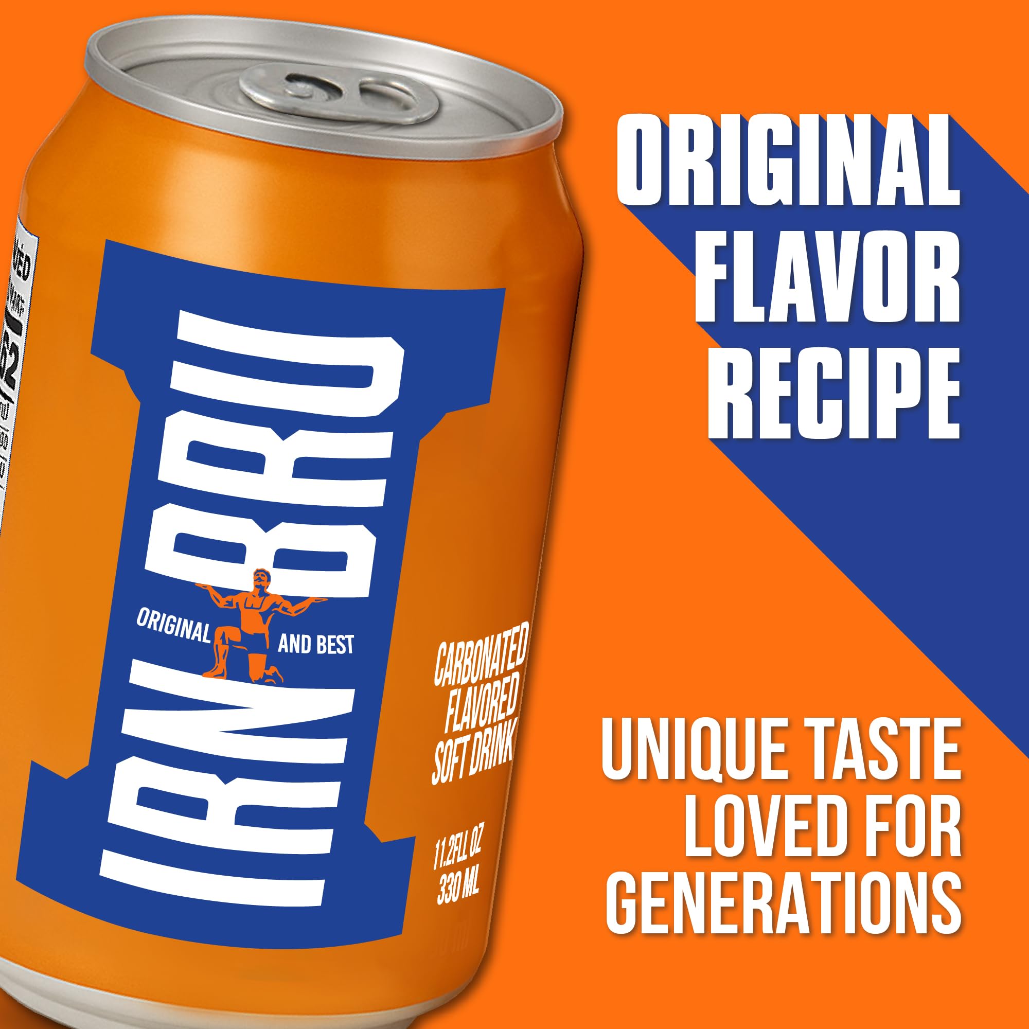 IRN-BRU can with ice droplets emphasizing cold refreshment