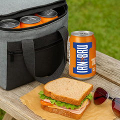 IRN-BRU pouring into a glass with fizz and aroma release for refreshing enjoyment