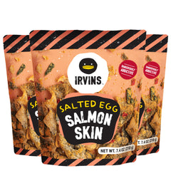 IRVINS front packaging showing brand and salted egg flavor benefit crunchy snack