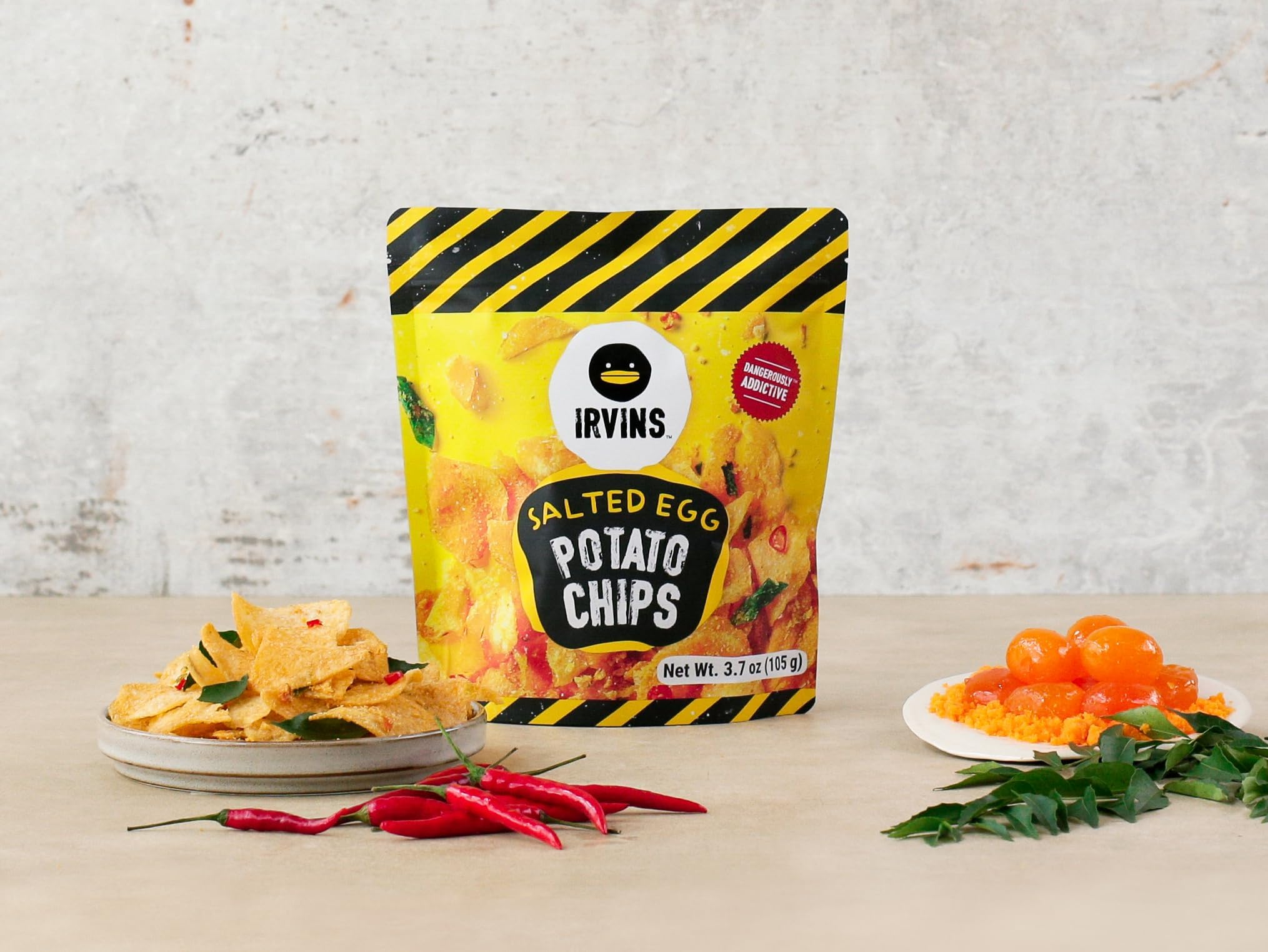 Irvin's resealable pouch open with chips inside, preserving freshness
