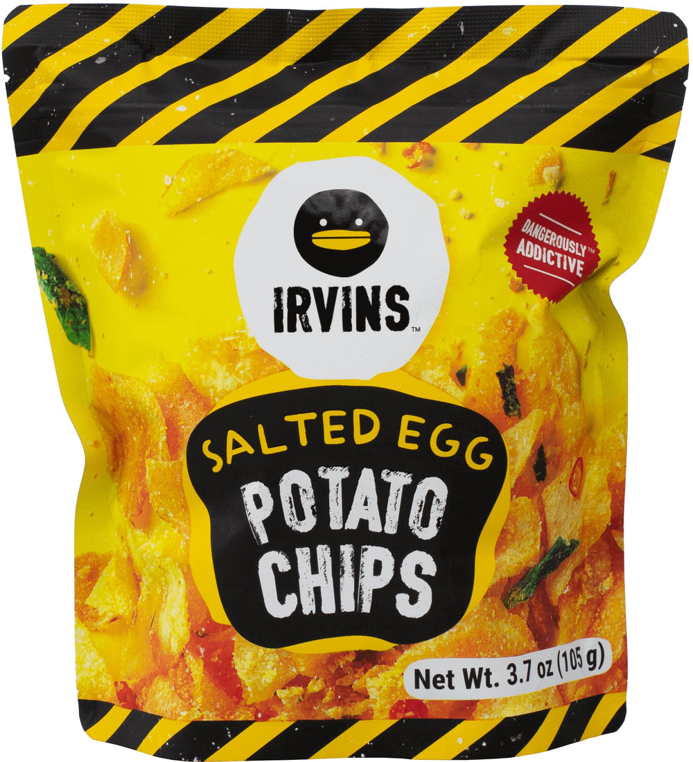IRVINS salted egg closeup showing seasoning specks and crisp texture for bold flavor
