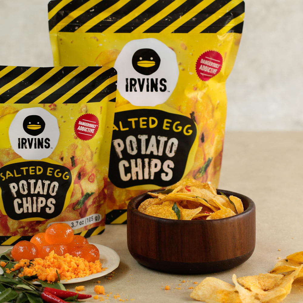 Irvin's chips held in hand for size comparison and portable convenience