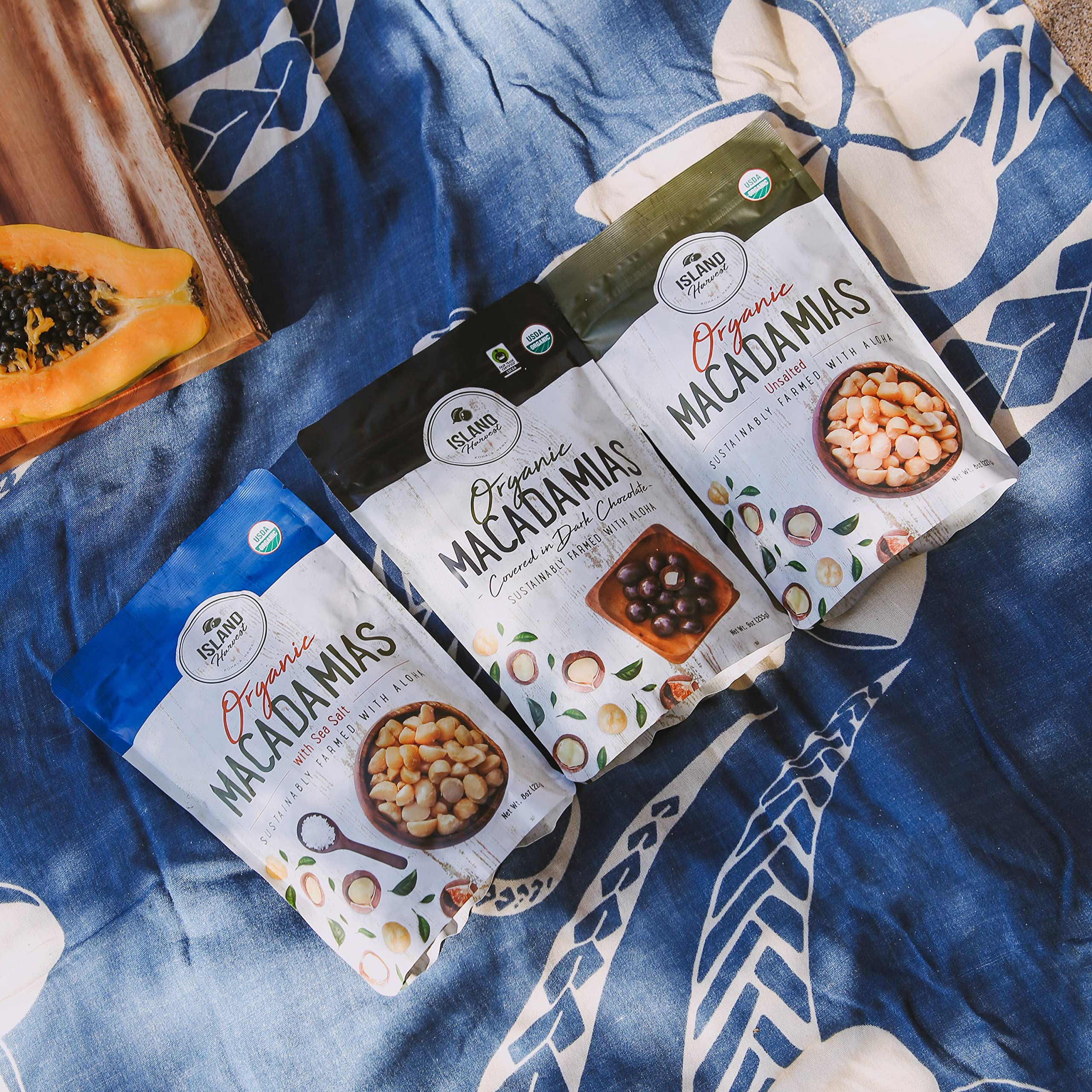 Island Harvest macadamias with sea salt sprinkled highlighting balanced seasoning