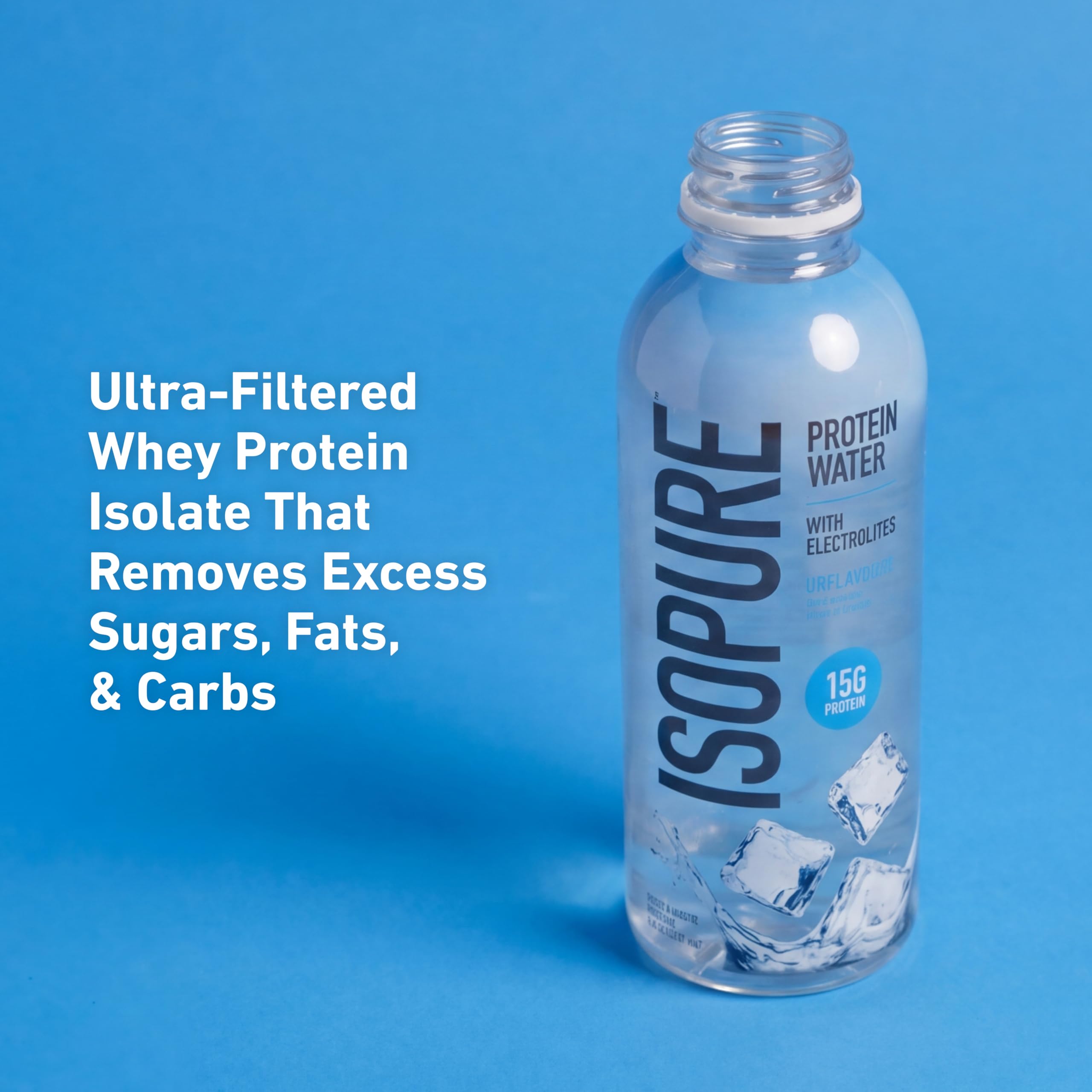 Isopure bottle held during exercise showing portable protein hydration benefit