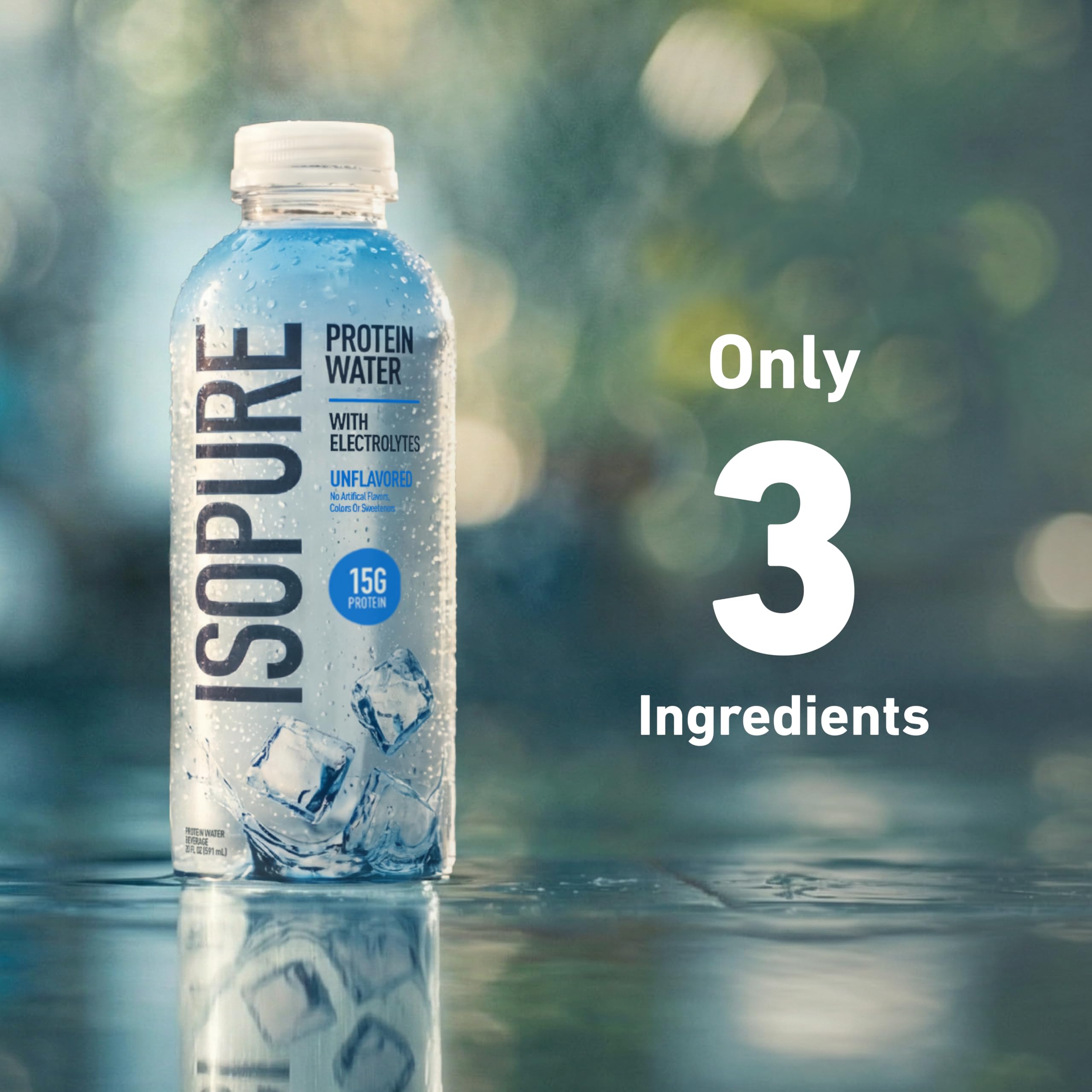 Isopure clear protein water texture close-up showing clarity and light mouthfeel benefit