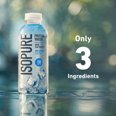 Isopure clear protein water texture close-up showing clarity and light mouthfeel benefit