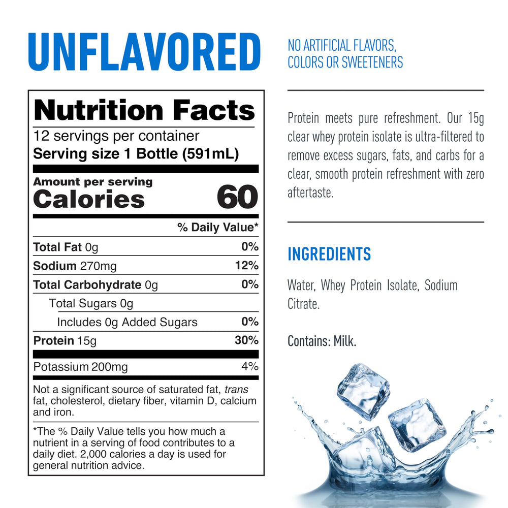 Isopure bottle next to a ruler illustrating 20 fl oz size and single-serve portability