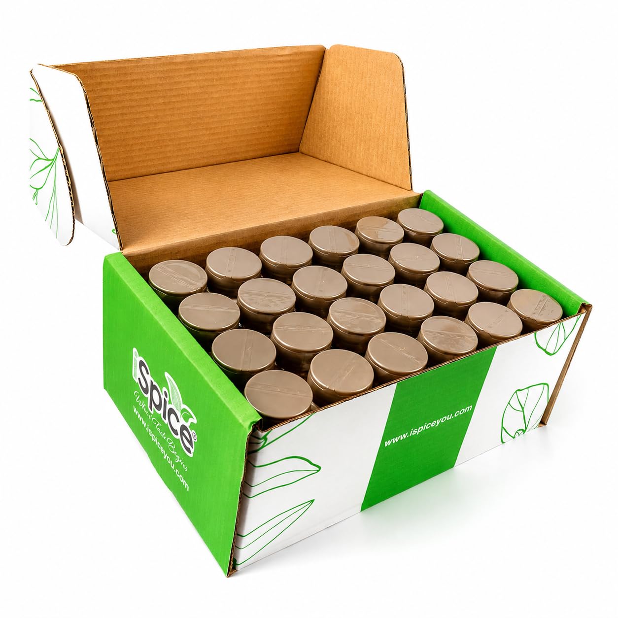 iSpice jar tops and sealed labels highlighting freshness and safety