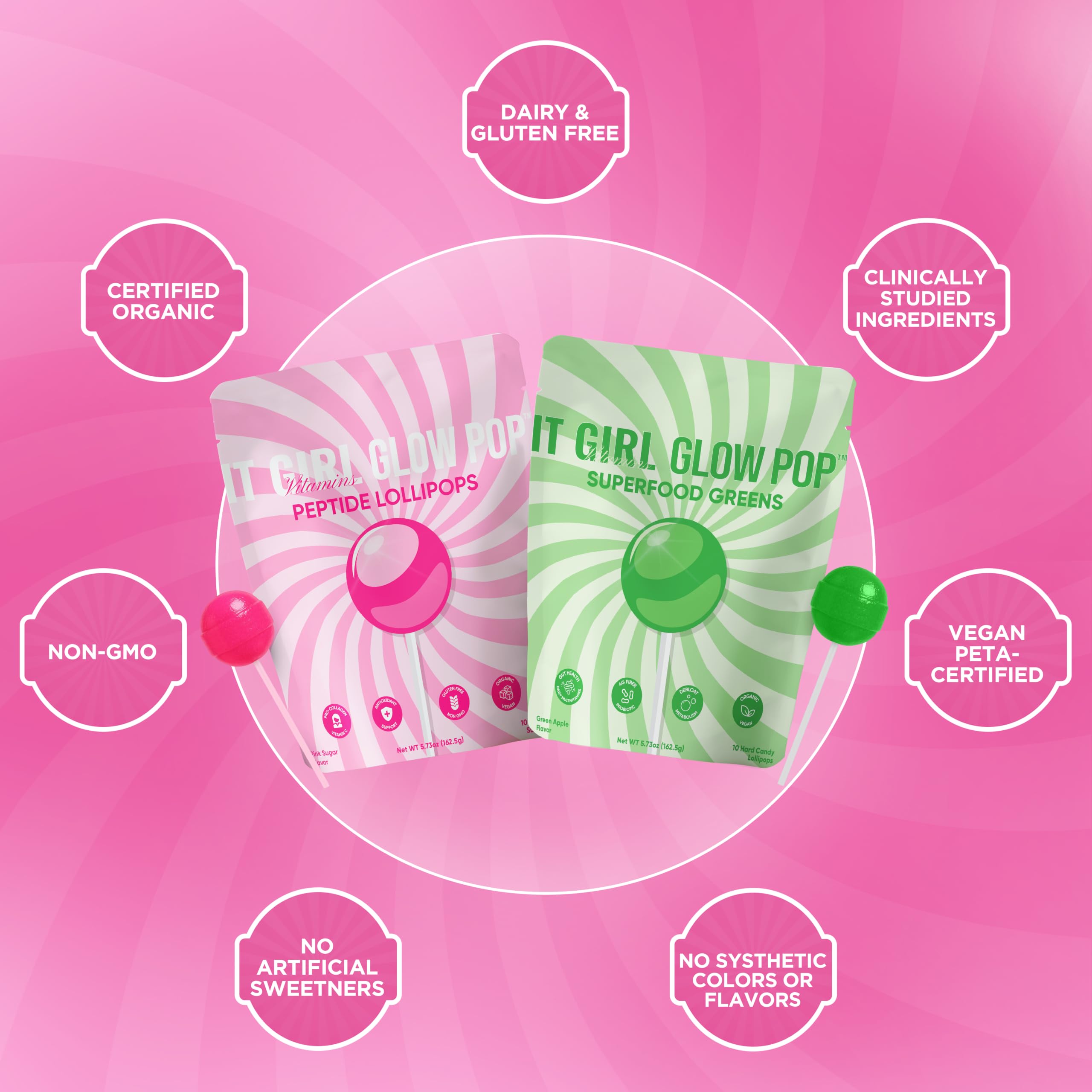 It Girl Vitamins open pouch with multiple wrapped pops for freshness