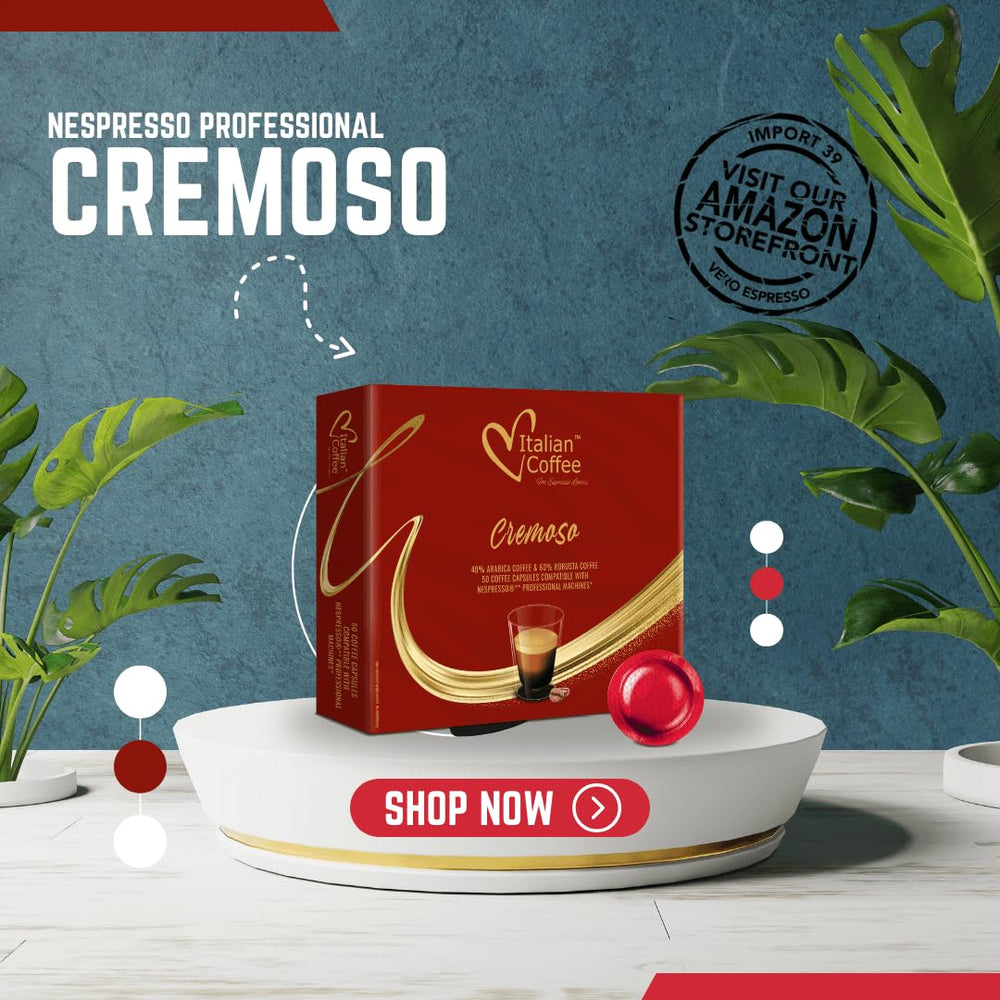 ITALIAN COFFEE FOR ESPRESSO LOVERS pack beside ruler showing size and 50-pod quantity