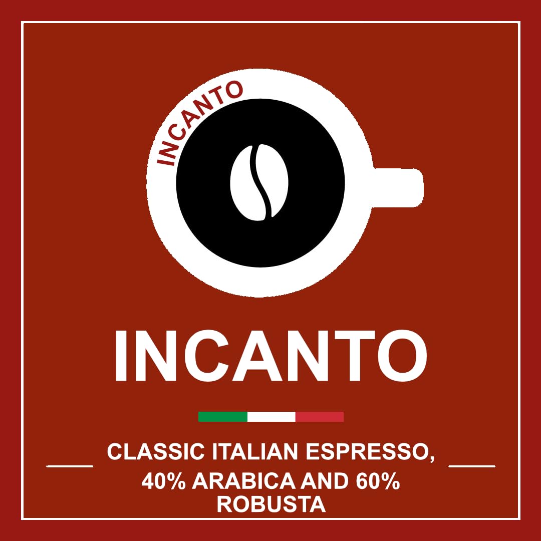 ITALIAN COFFEE FOR ESPRESSO LOVERS box beside common items showing 50-pod pack scale for planning