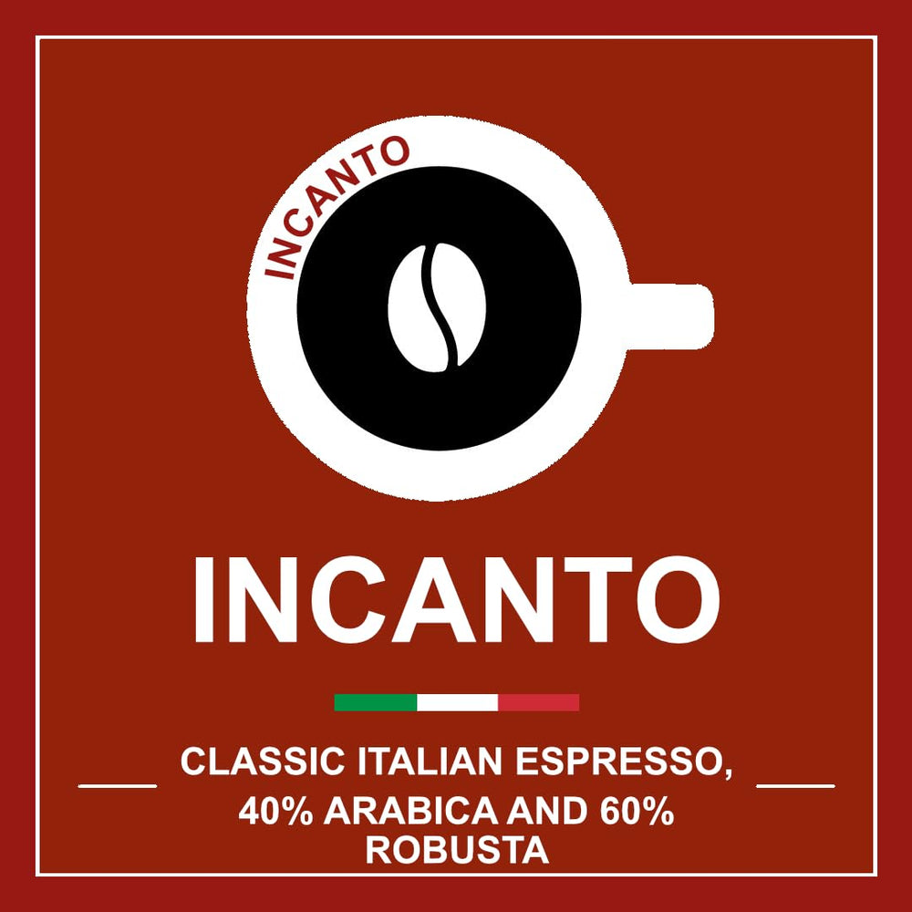 ITALIAN COFFEE FOR ESPRESSO LOVERS box beside common items showing 50-pod pack scale for planning