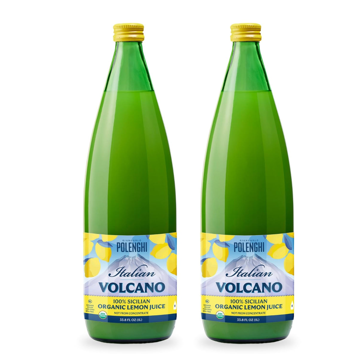Italian Volcano front packaging showing clear 1-liter bottle and brand