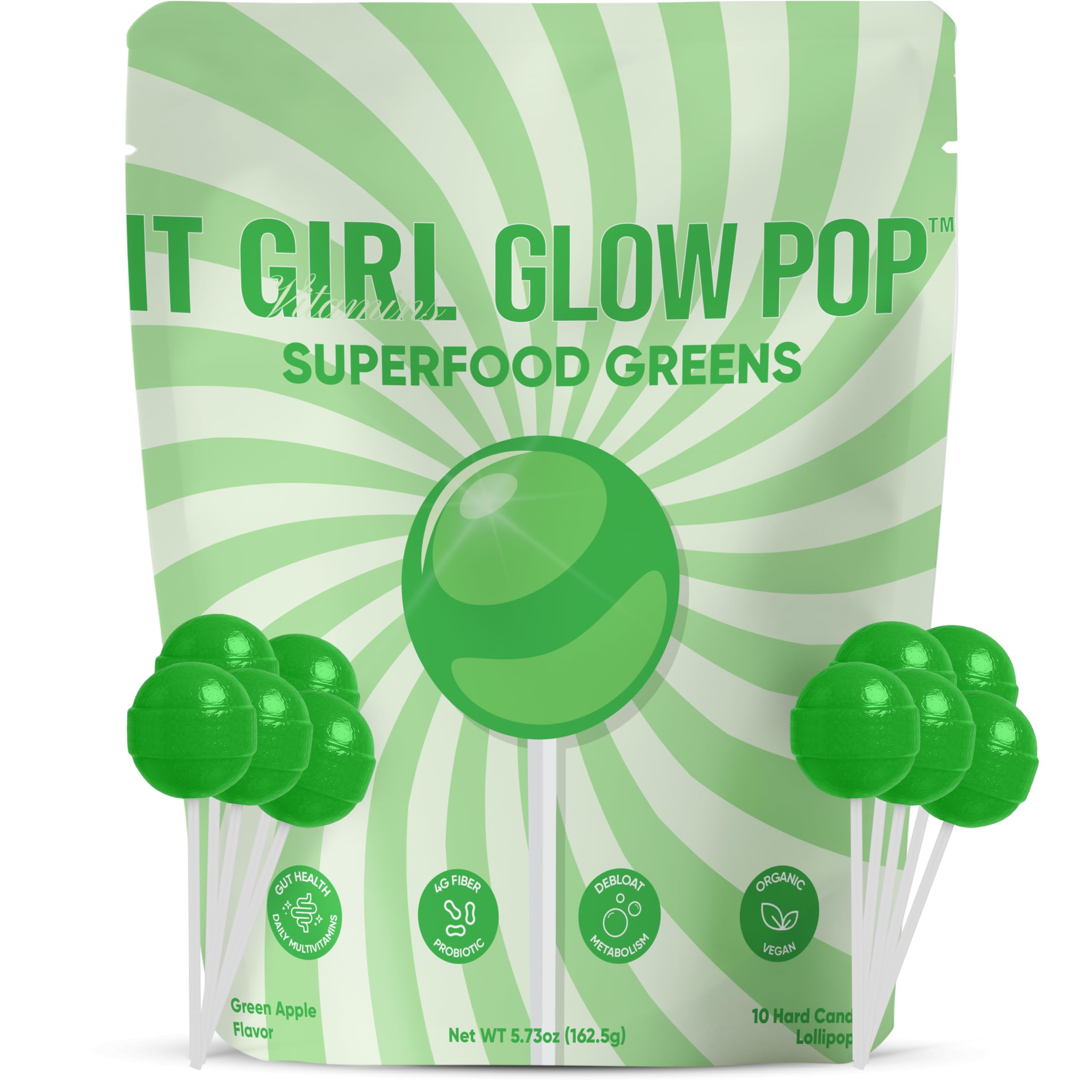 It Girl Vitamins front packaging showing Glow Pops and benefits