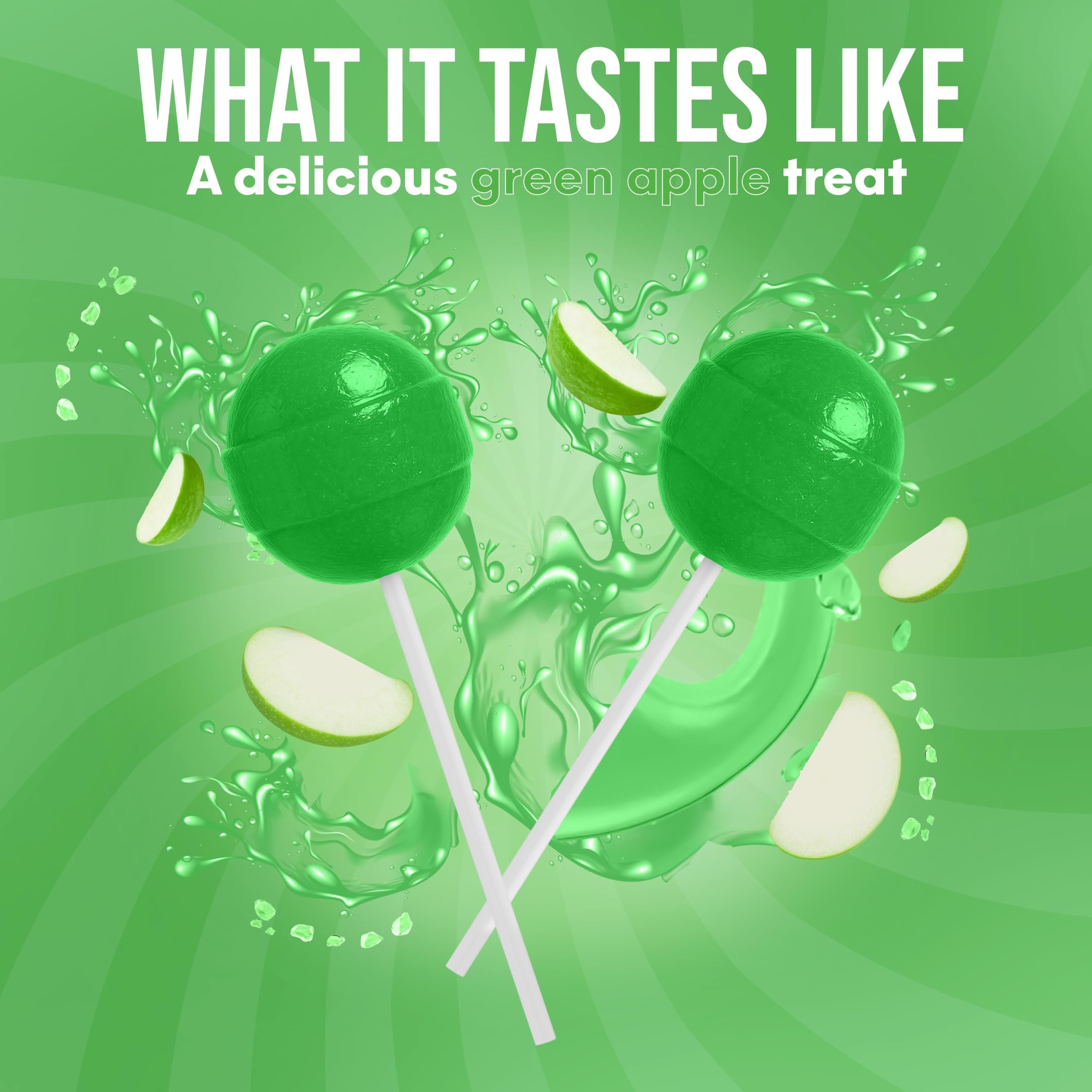 It Girl Vitamins unwrapped green apple Glow Pop displayed for convenience