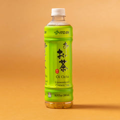 ITO EN bottle on table with glass and snack, versatile everyday drink benefit