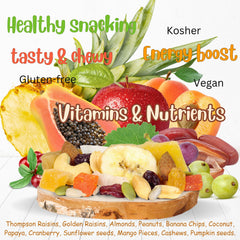 It’s Delish detail of almonds cashews and dried pineapple for balanced nutrition