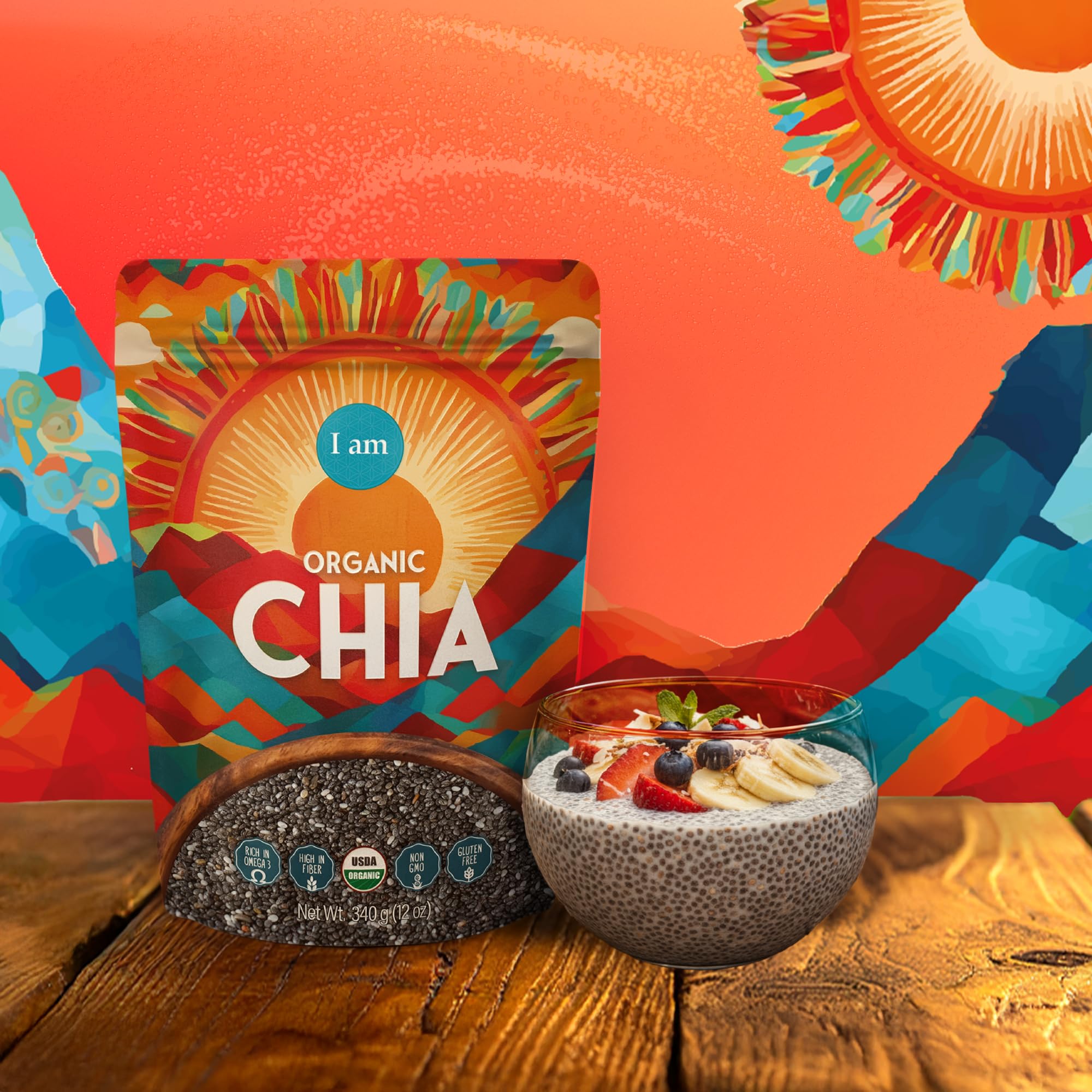 It's Good Energy spoonful of chia seeds flatlay showing ingredient use