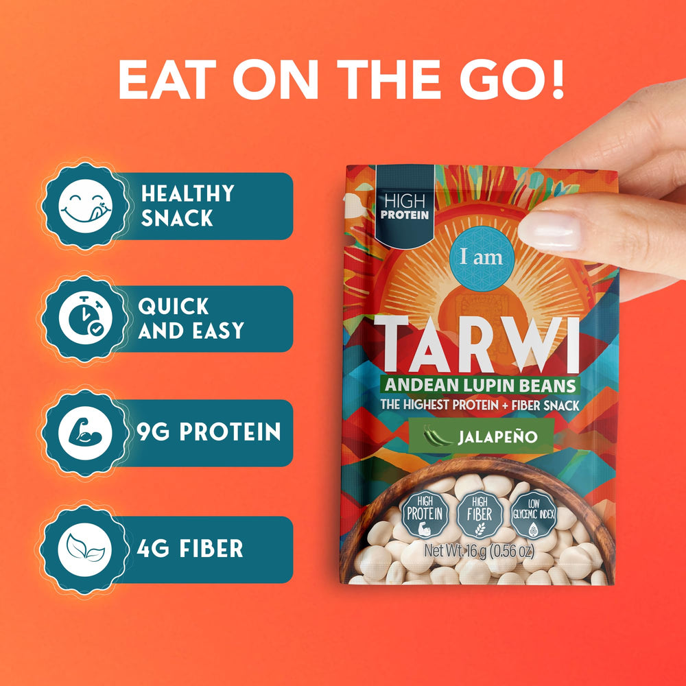 It's Good Energy tarwi served in bowl as snack, promoting healthy savory choice