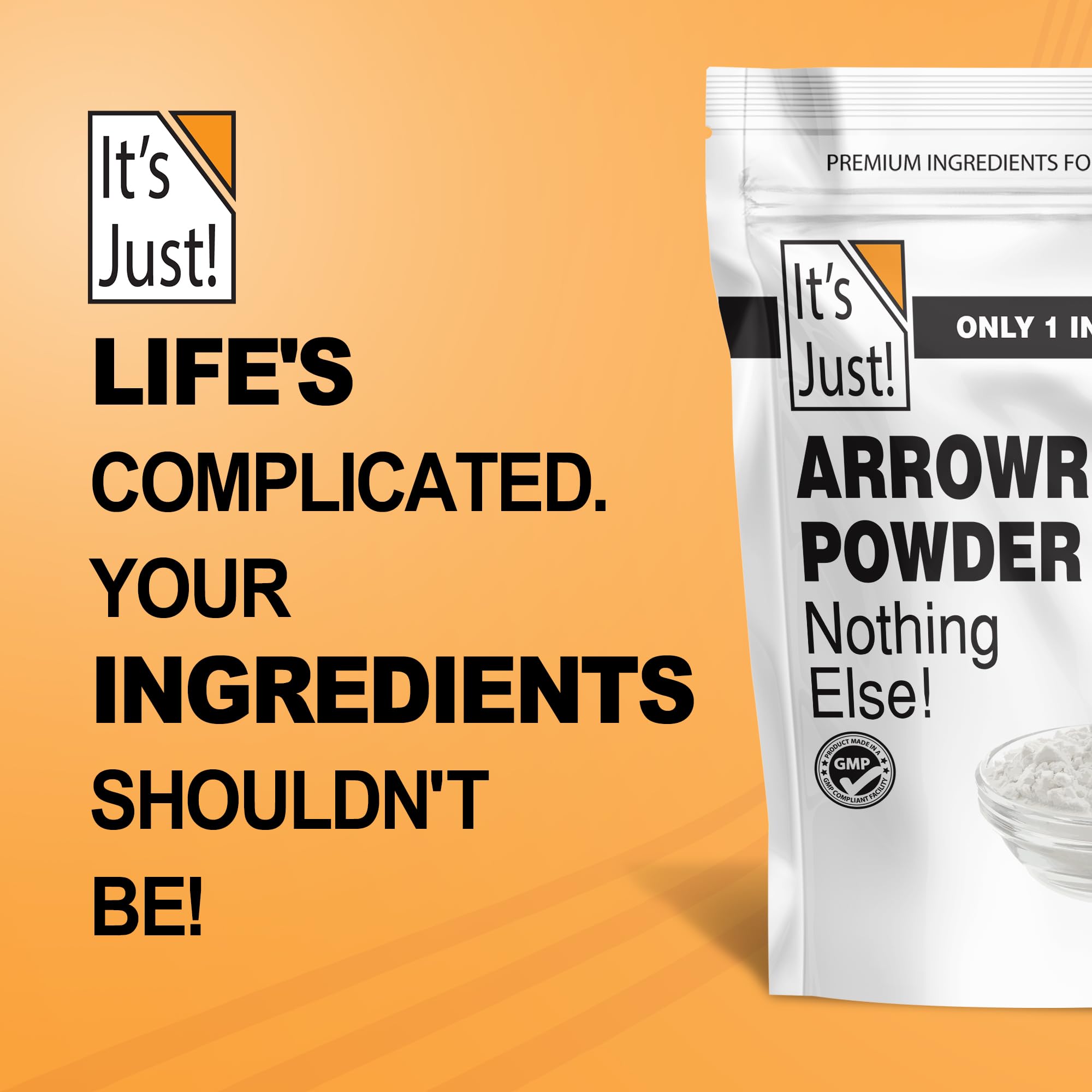 It's Just! ingredient label displaying non-GMO, single-ingredient reassurance