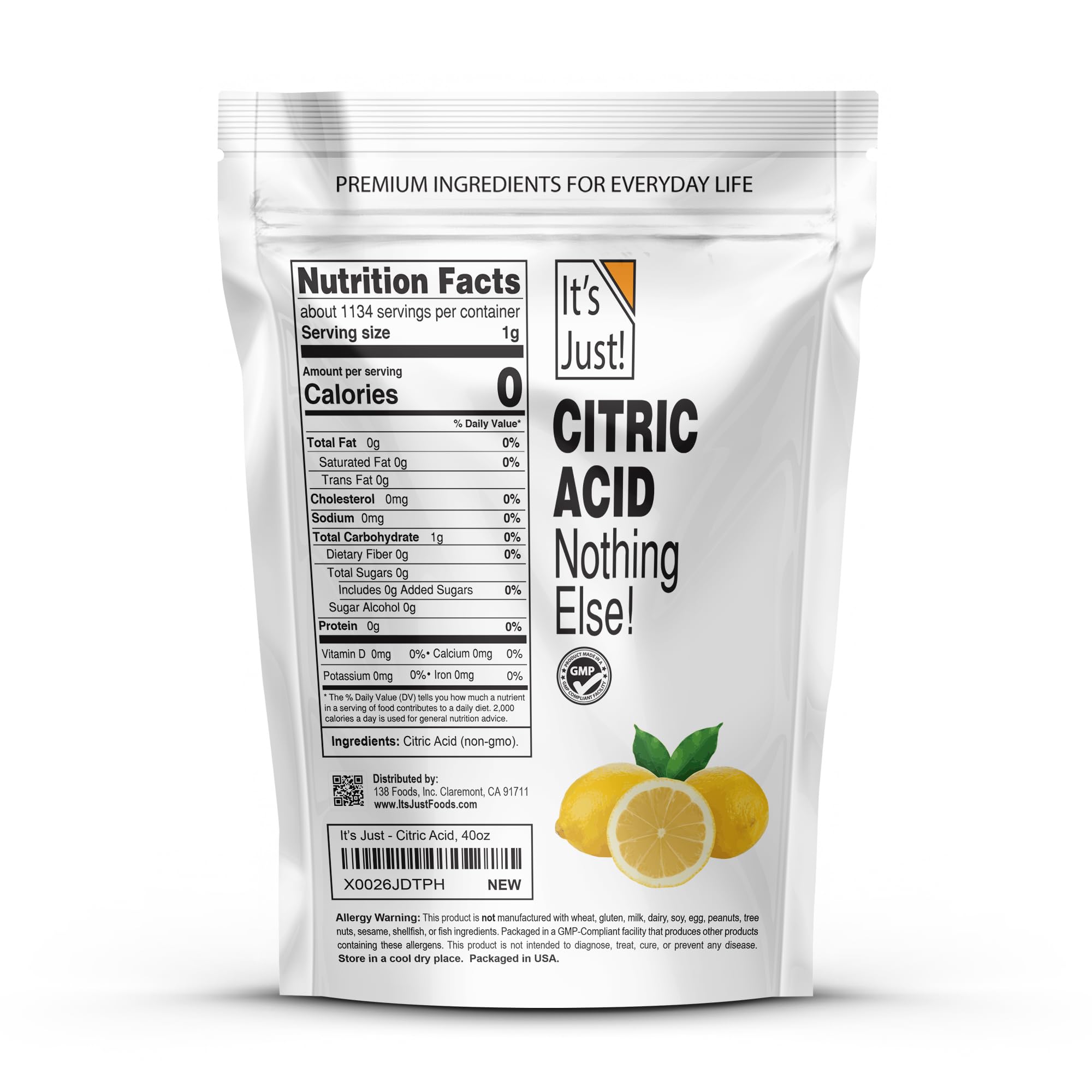 It's Just! back label close-up showing ingredient purity and usage guidance benefit clarity
