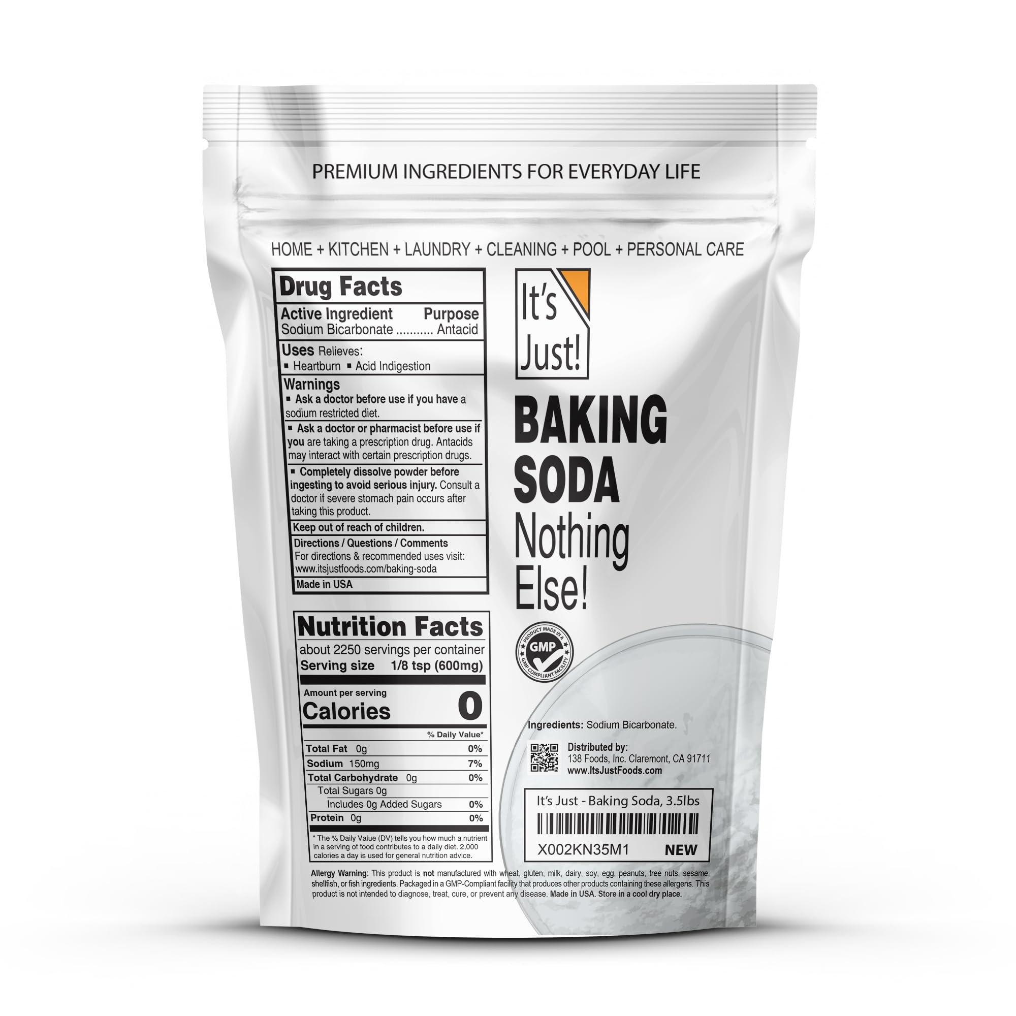 It's Just! open bag close-up showing fine white powder texture for consistent baking