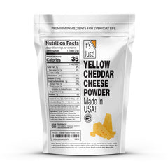 It's Just! open tub showing powdered texture ready to make cheese sauce quickly