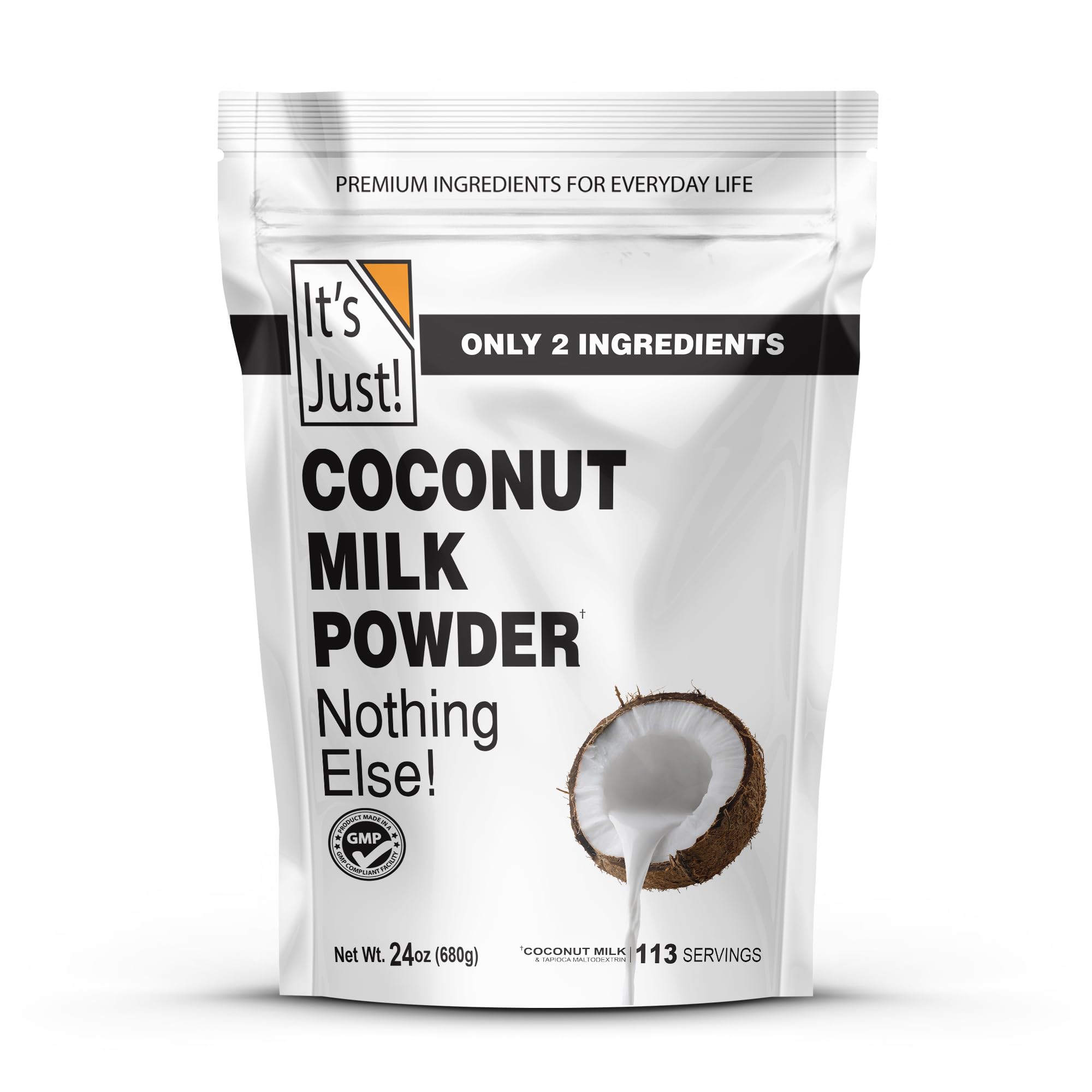 It's Just! front packaging showing 24oz pouch and branding benefit convenience