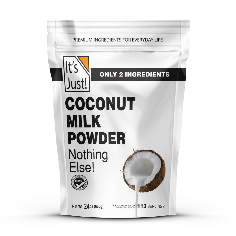 It's Just! front packaging showing 24oz pouch and branding benefit convenience