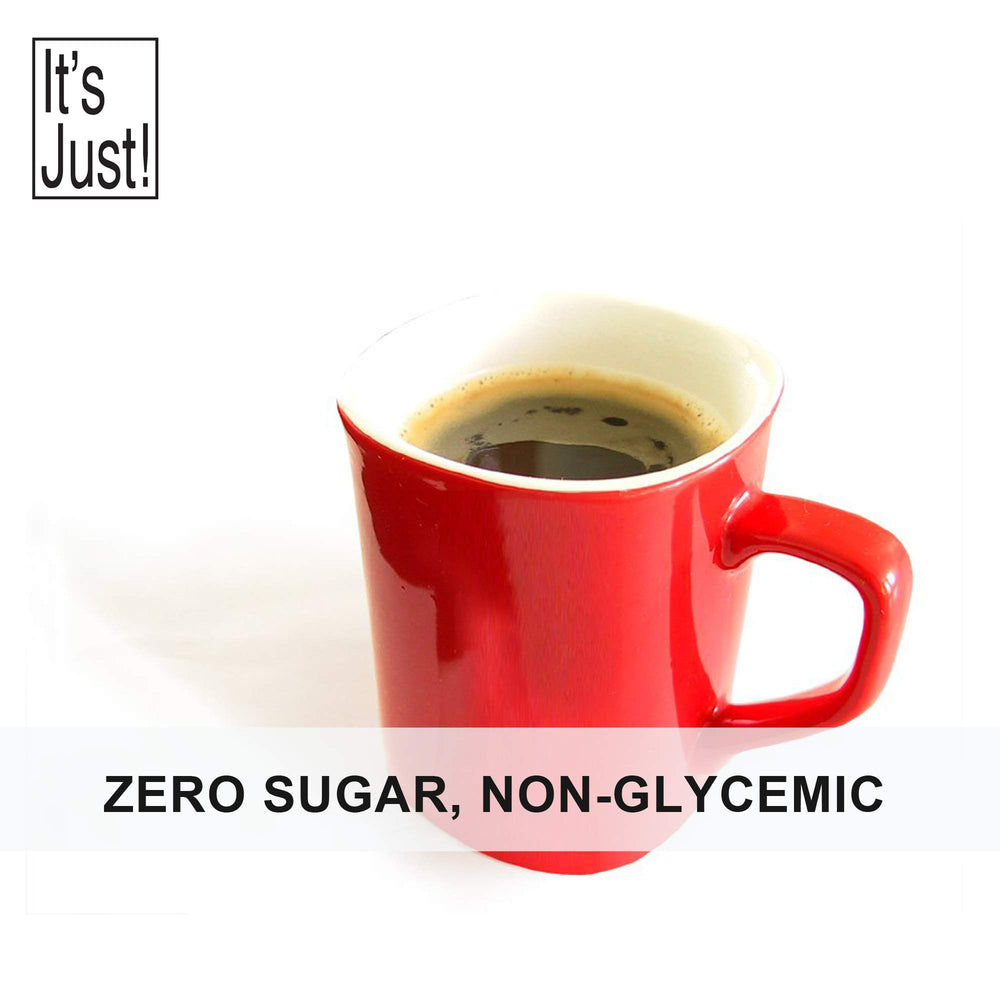 It's Just! monkfruit powder dissolving in coffee for zero-calorie sweetness