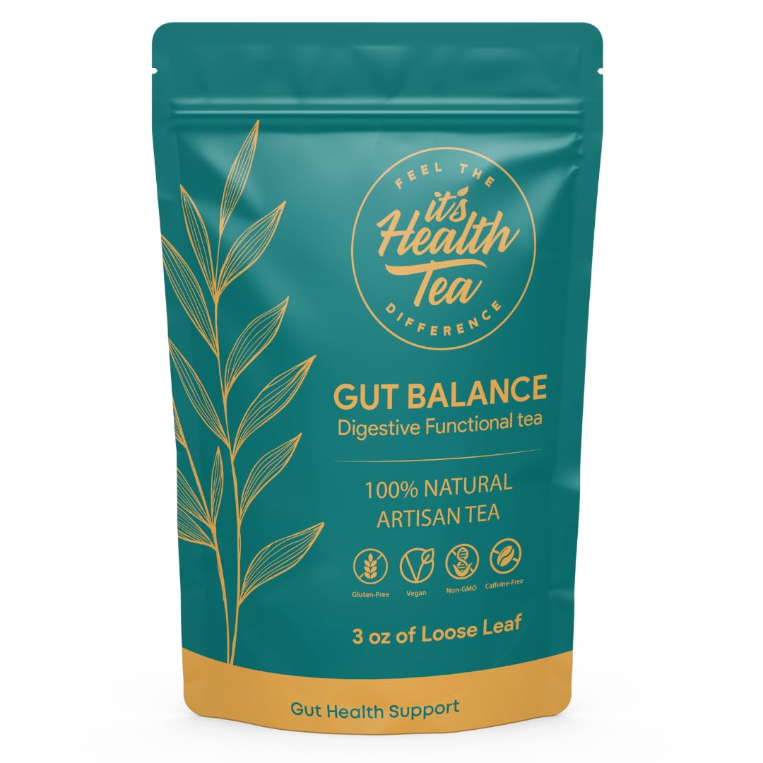 ItsHealthTea front packaging showing Gut Balance tea for digestive comfort