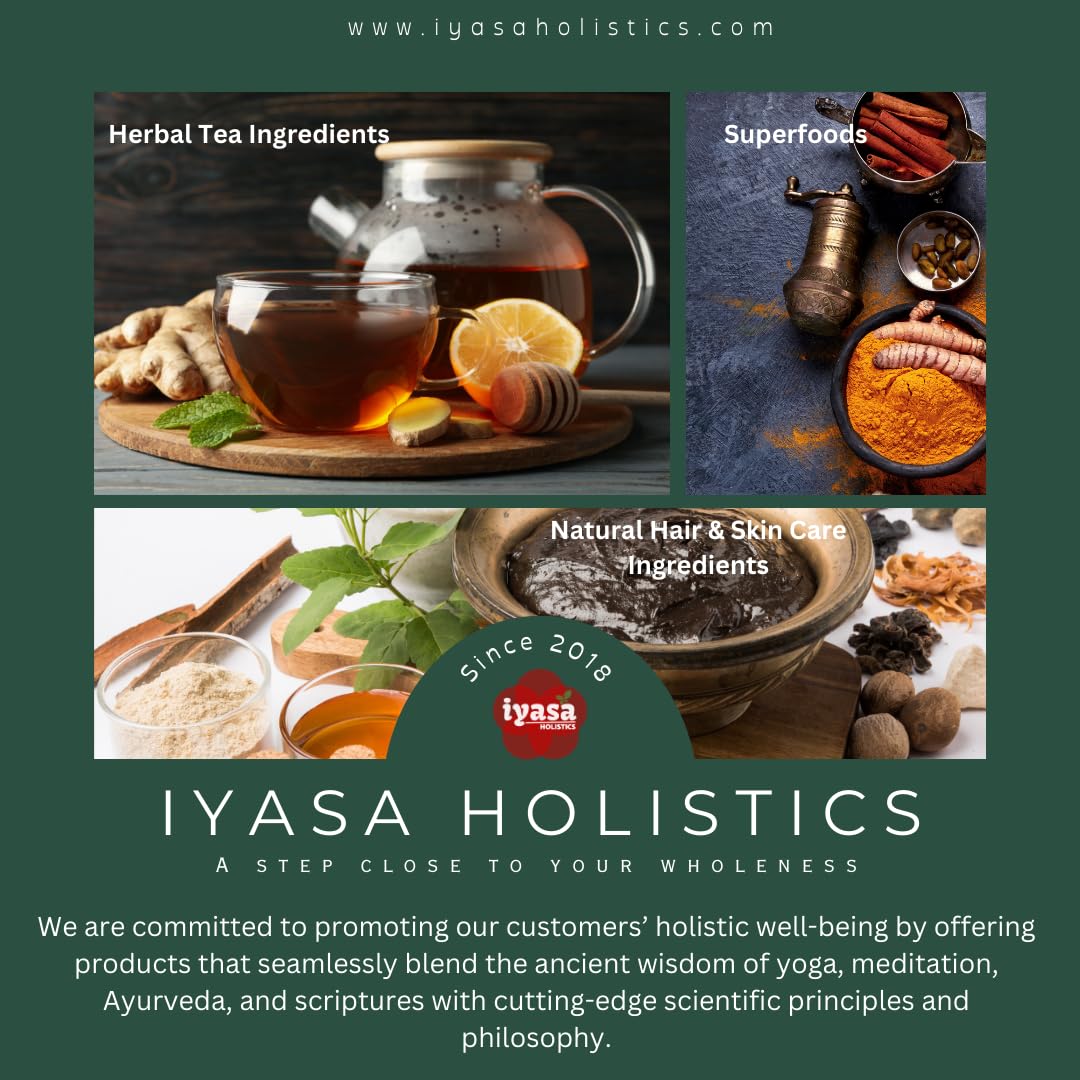 Product label close-up showing Iyasa Holistics USDA organic and food-grade certifications
