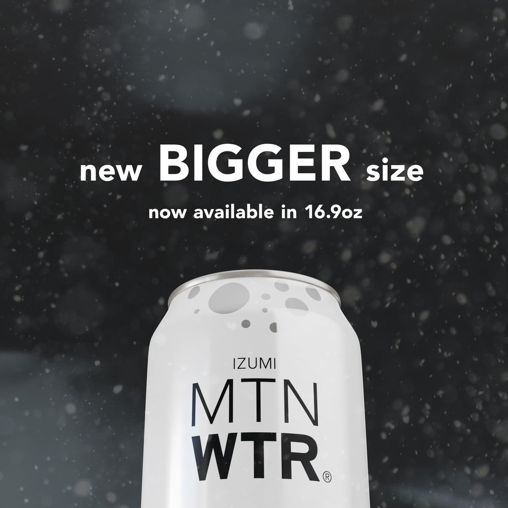 IZUMI MTN WTR single can close-up highlighting clean design and purity