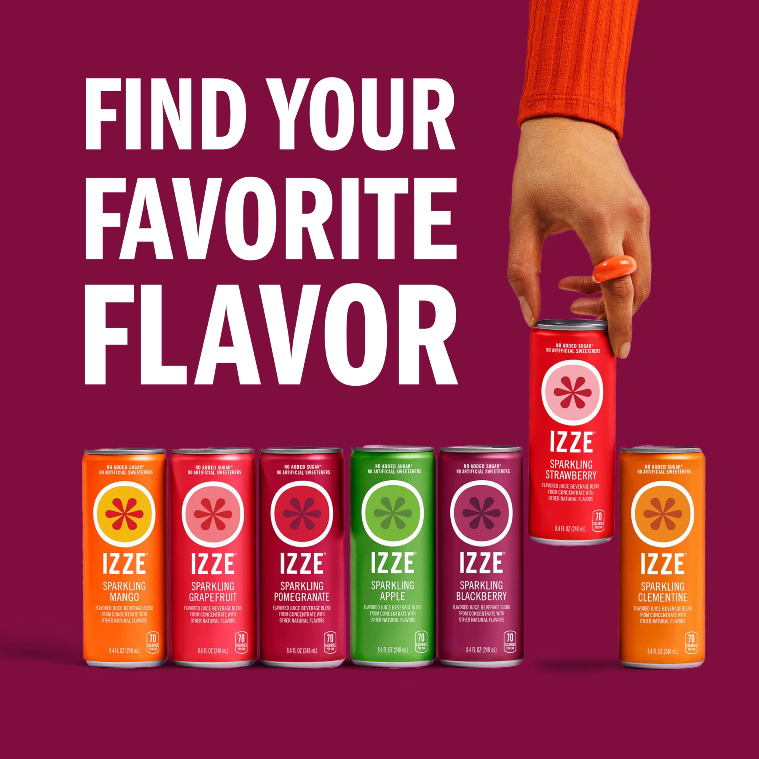 IZZE blackberry ingredient label showing 60% real juice and no added sugar clarity