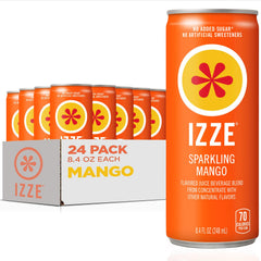 IZZE mango front packaging showing 24 cans and bright branding, great for parties