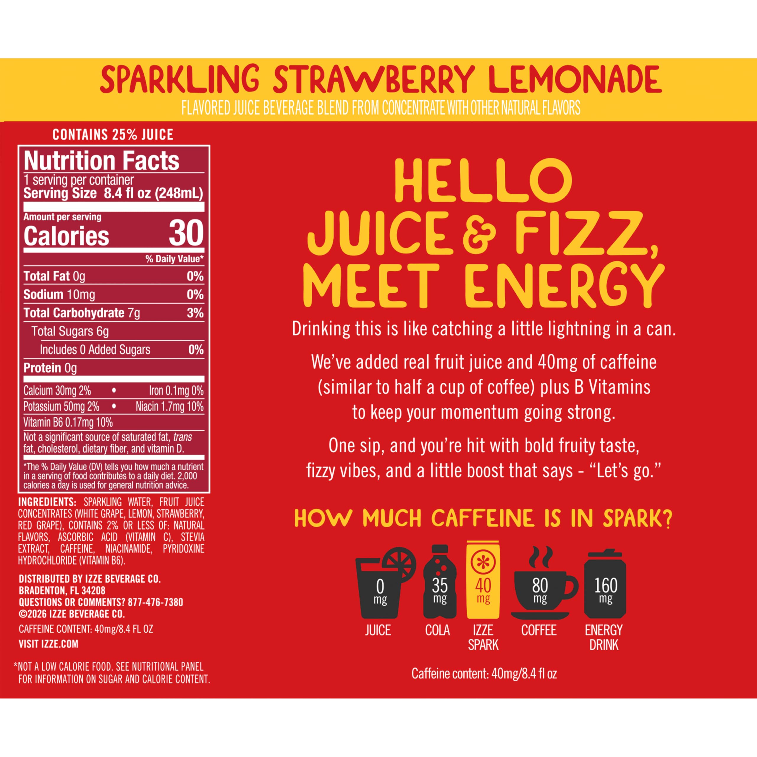 IZZE Spark fruit juice detail highlighting 25% real juice benefit