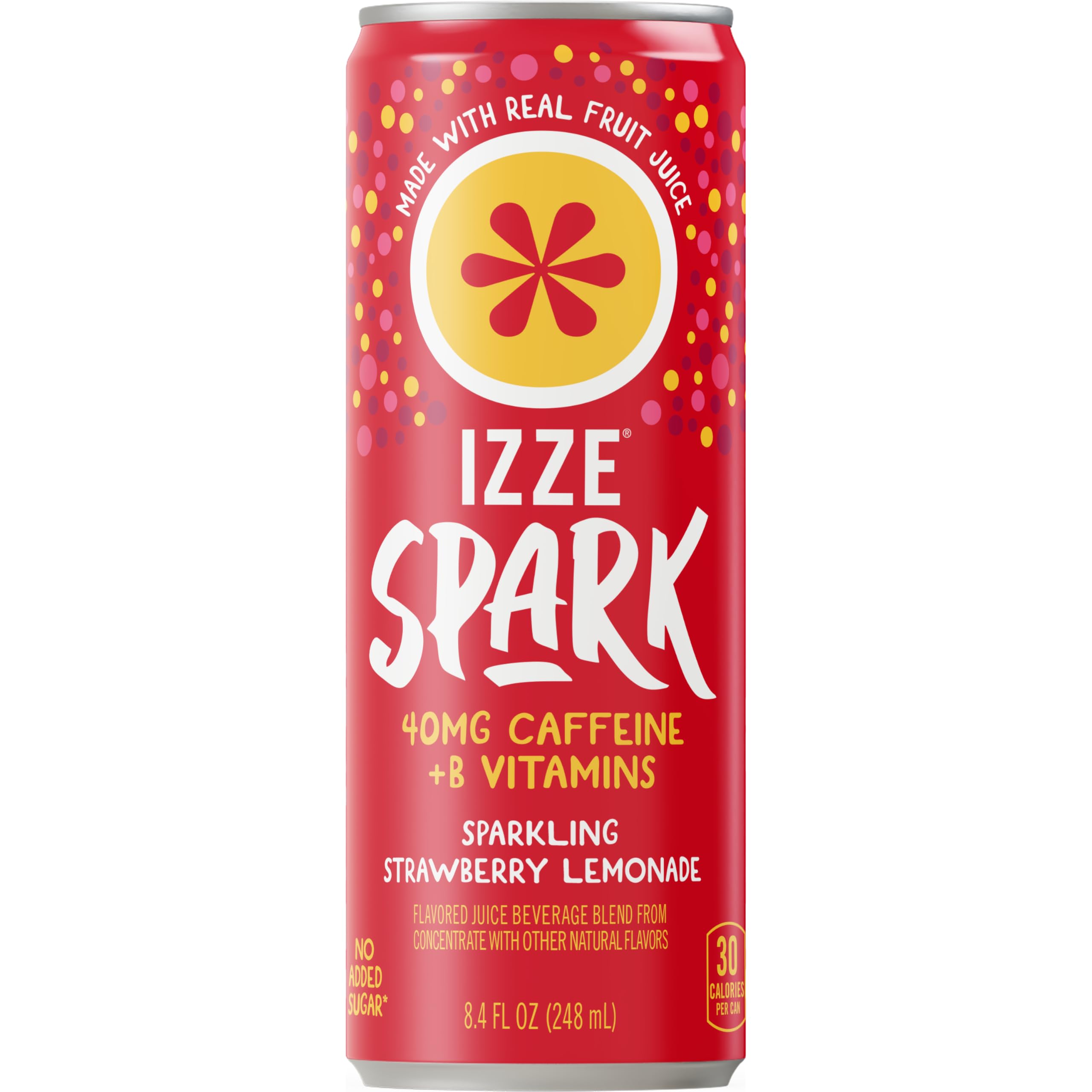 IZZE Spark nutrition label view showing caffeine and calorie info