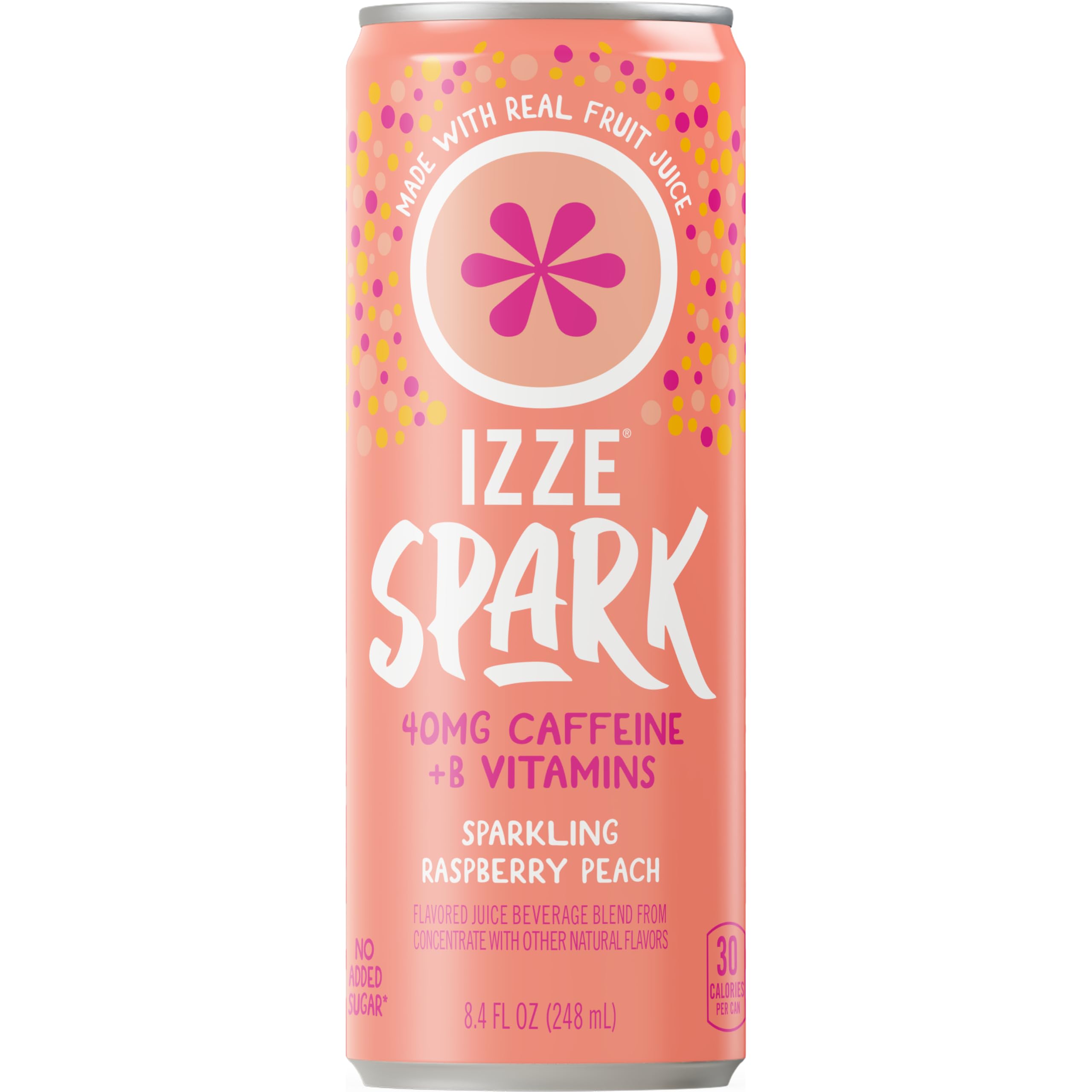 IZZE Spark open can with bubbles pouring for quick energy boost